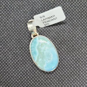 Oval Larimar Pendant, Sterling Silver Setting